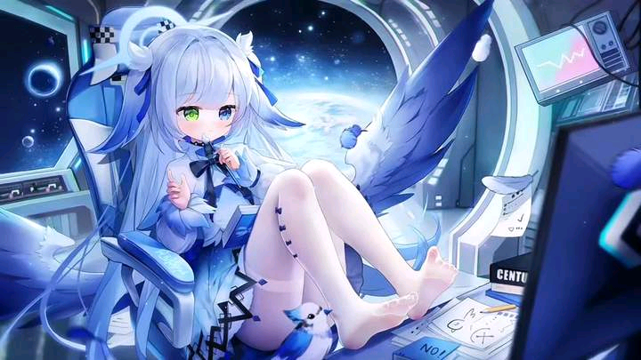 蓝色系幼美少女PC动态壁纸-二次元吧